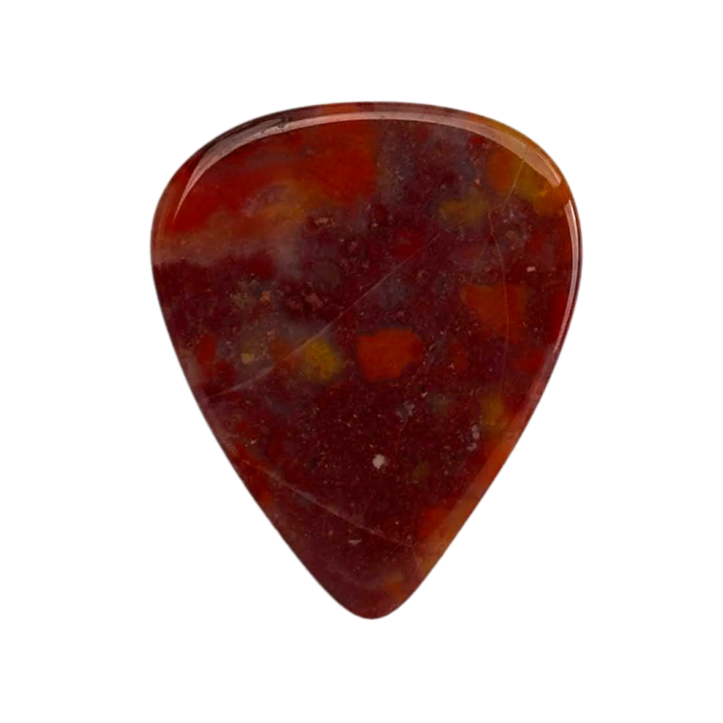 red spotty stone guitar pick