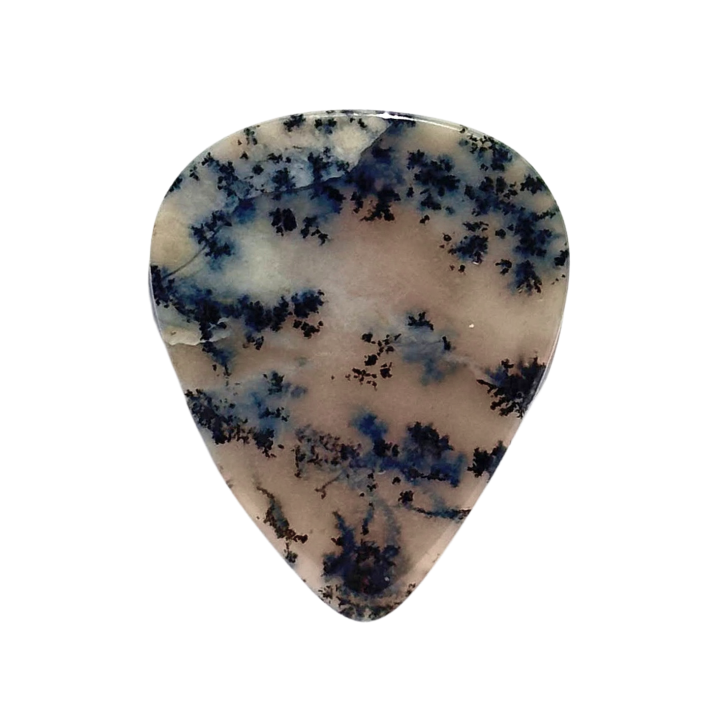 white and black stone guitar pick