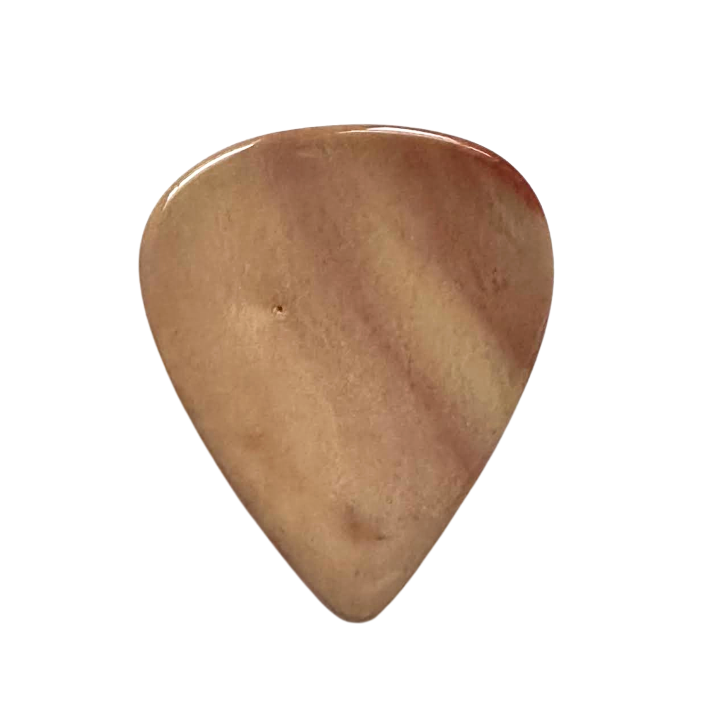 beige toned handmade stone guitar pick