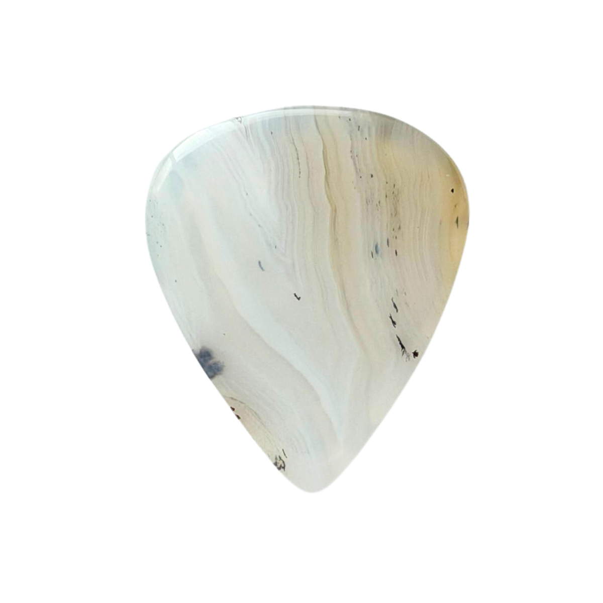 white banded with brown inclusions standard stone guitar pick