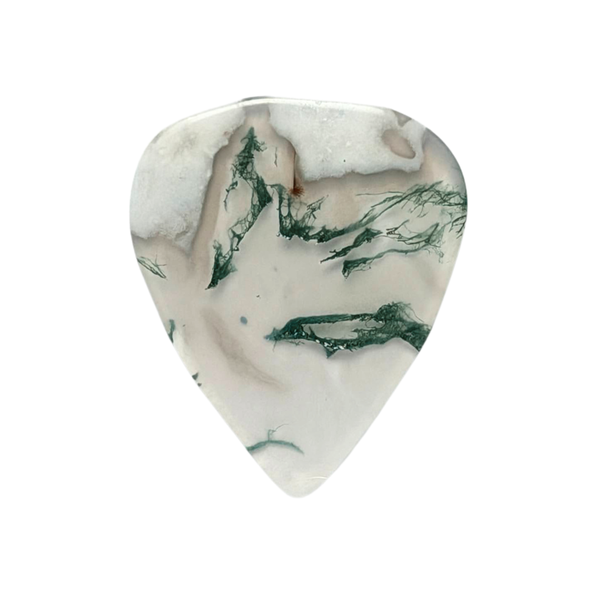 handmade clear and green moss agate stone guitar pick