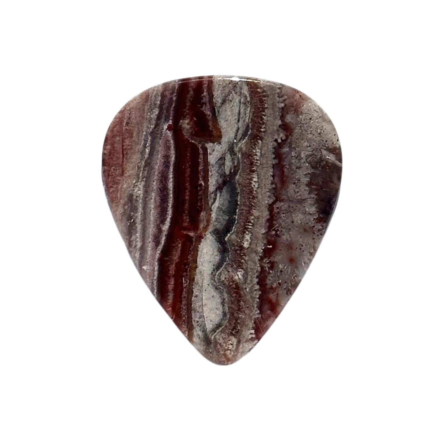 red, and white lace striped stone guitar pick