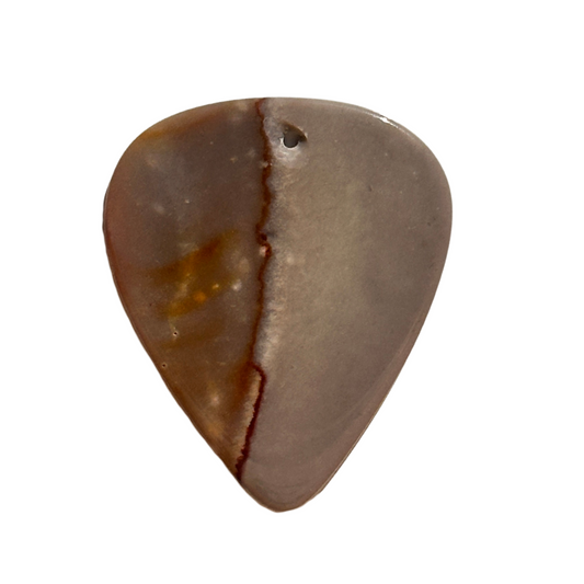 brown and beige stone guitar pick necklace