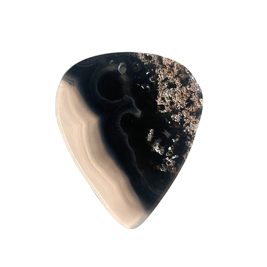 black and clear handmade stone guitar pick necklace