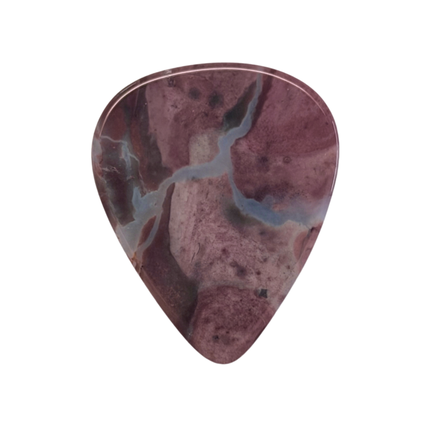 pink colored with gray purple lines handmade stone guitar pick