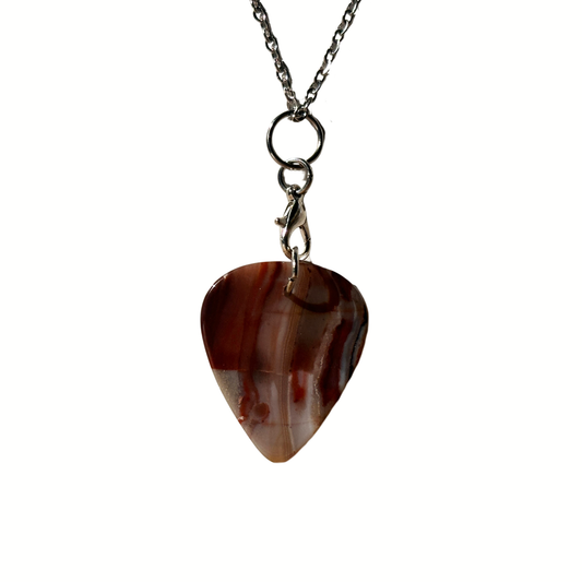 neutral toned stone guitar pick necklace