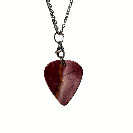 Handmade Jasper Stone guitar pick necklace