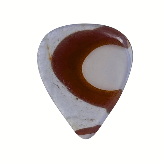 clear and brown wavy stone guitar pick