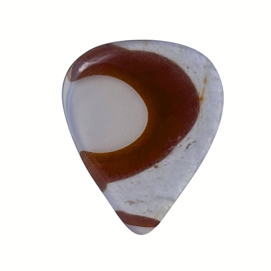clear and brown wavy stone guitar pick