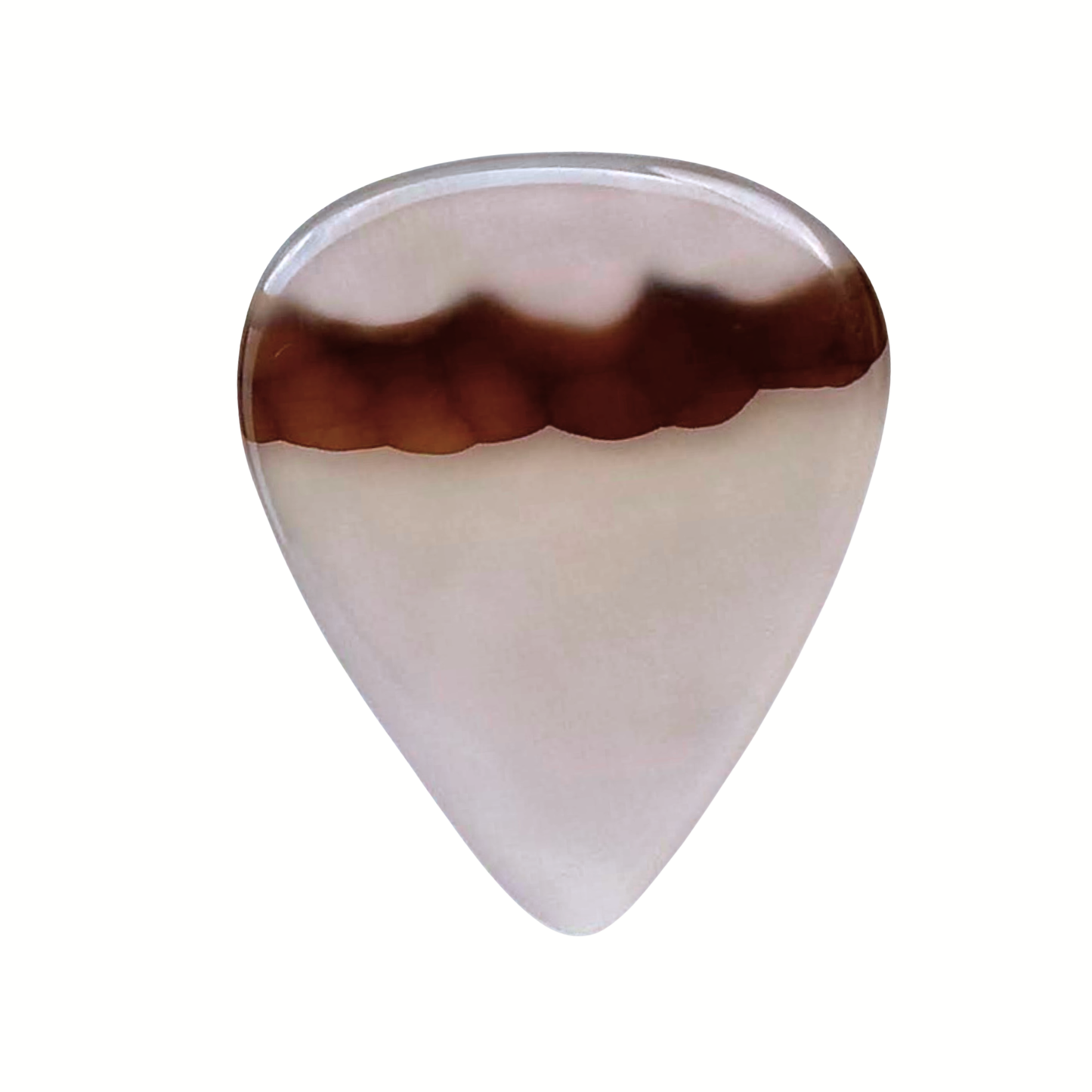 clear and brown stripe stone guitar pick