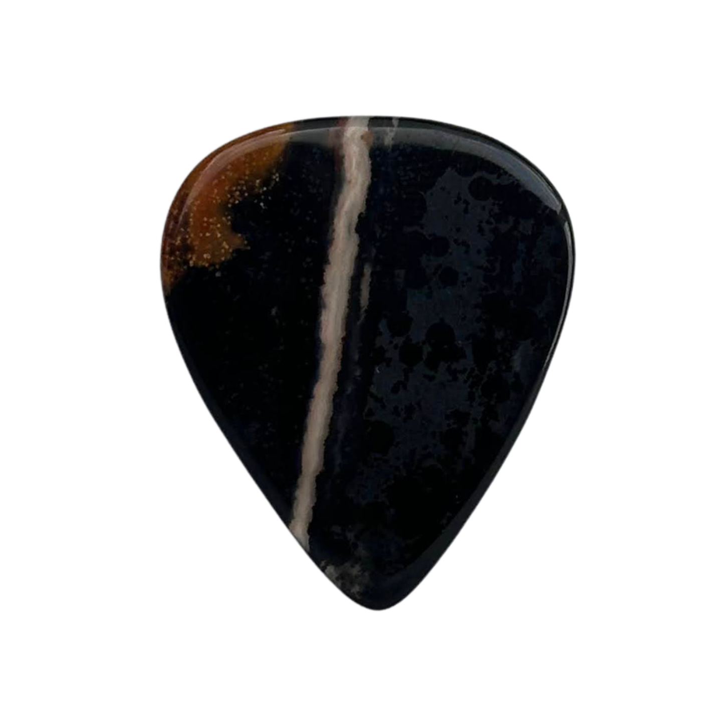 black and brown corner handmade stone guitar pick