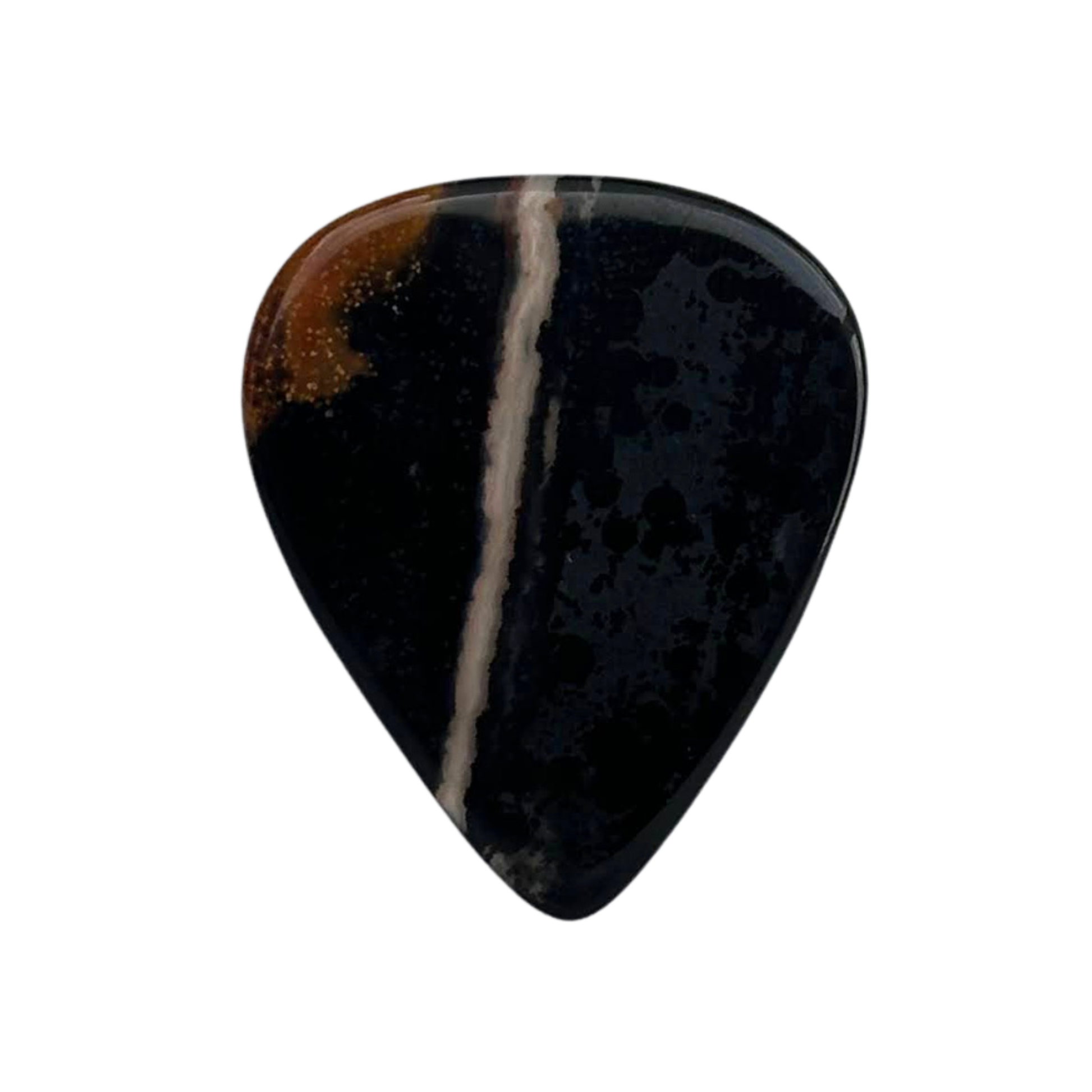 black and brown corner handmade stone guitar pick