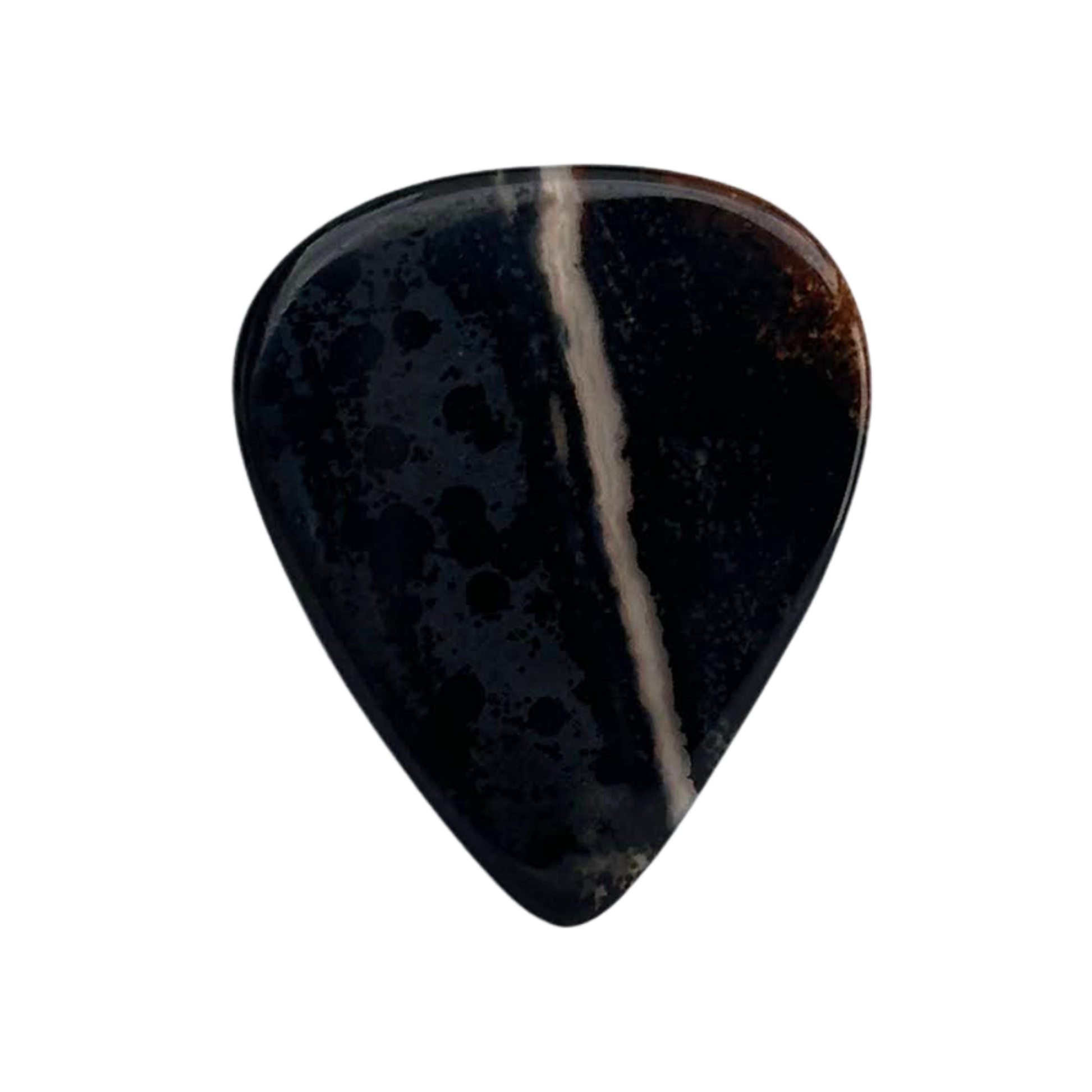 black and brown corner handmade stone guitar pick