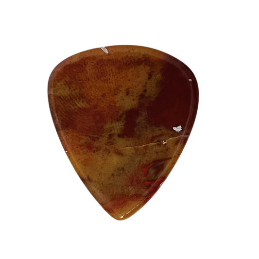 Red and orange Coprolite handmade stone guitar pick