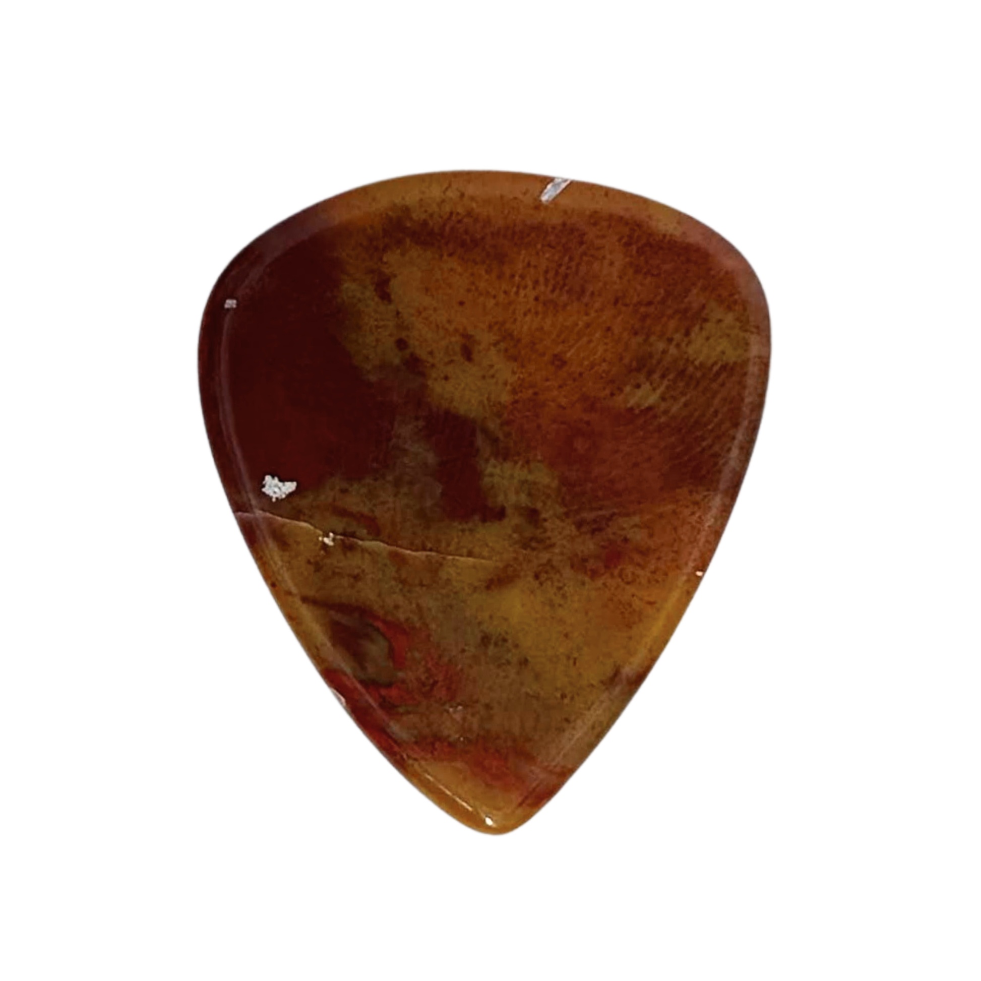 Red and orange Coprolite handmade stone guitar pick