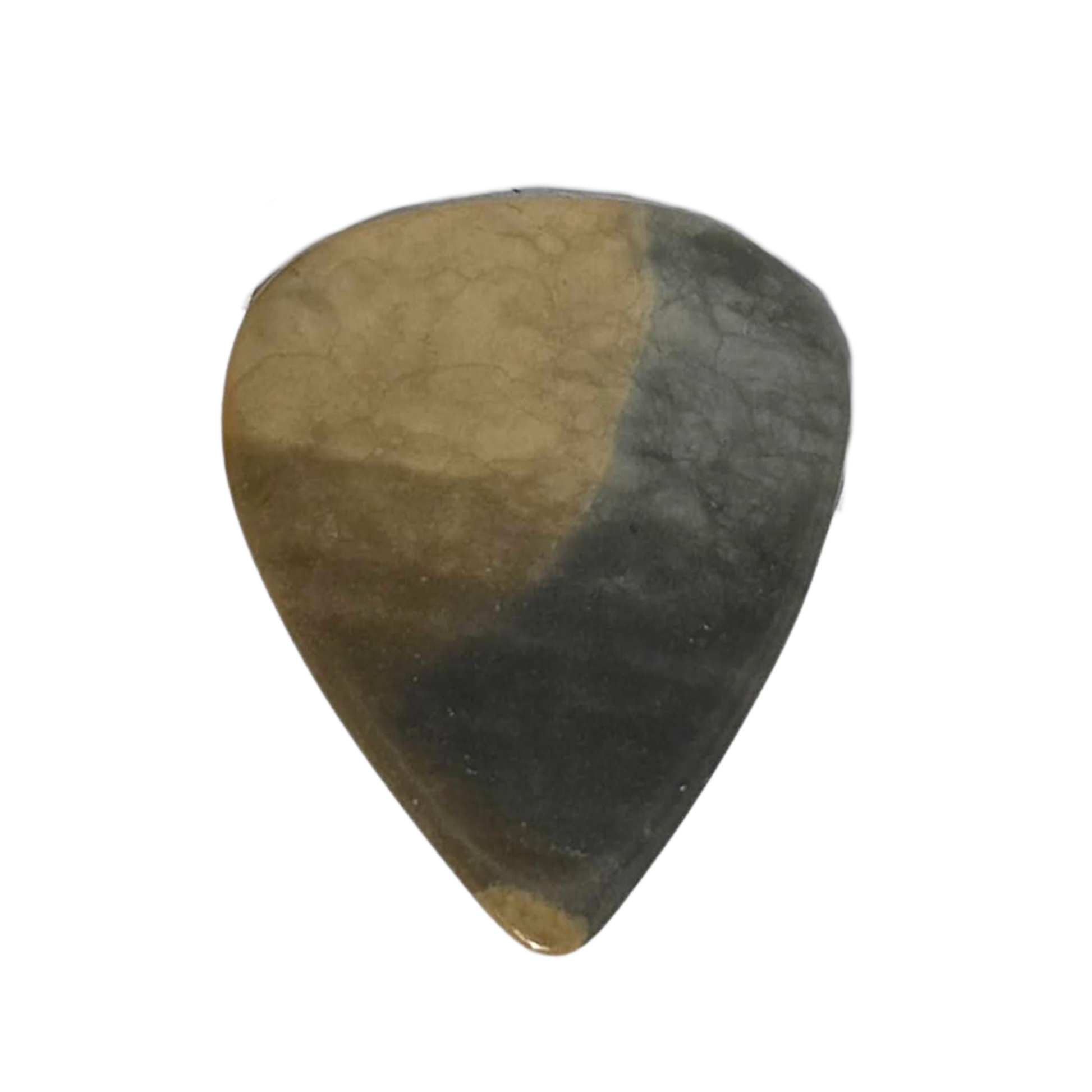 gray and beige handmade standard stone guitar pick