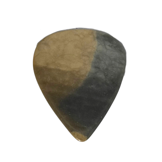 gray and beige handmade standard stone guitar pick