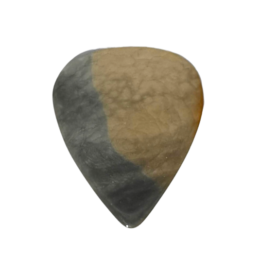 gray and beige handmade standard stone guitar pick