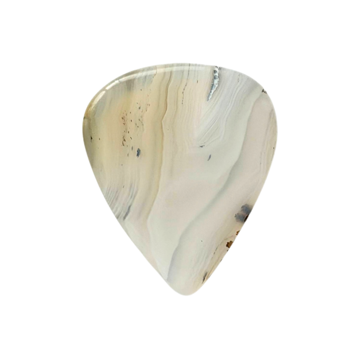 white banded with brown inclusions standard stone guitar pick