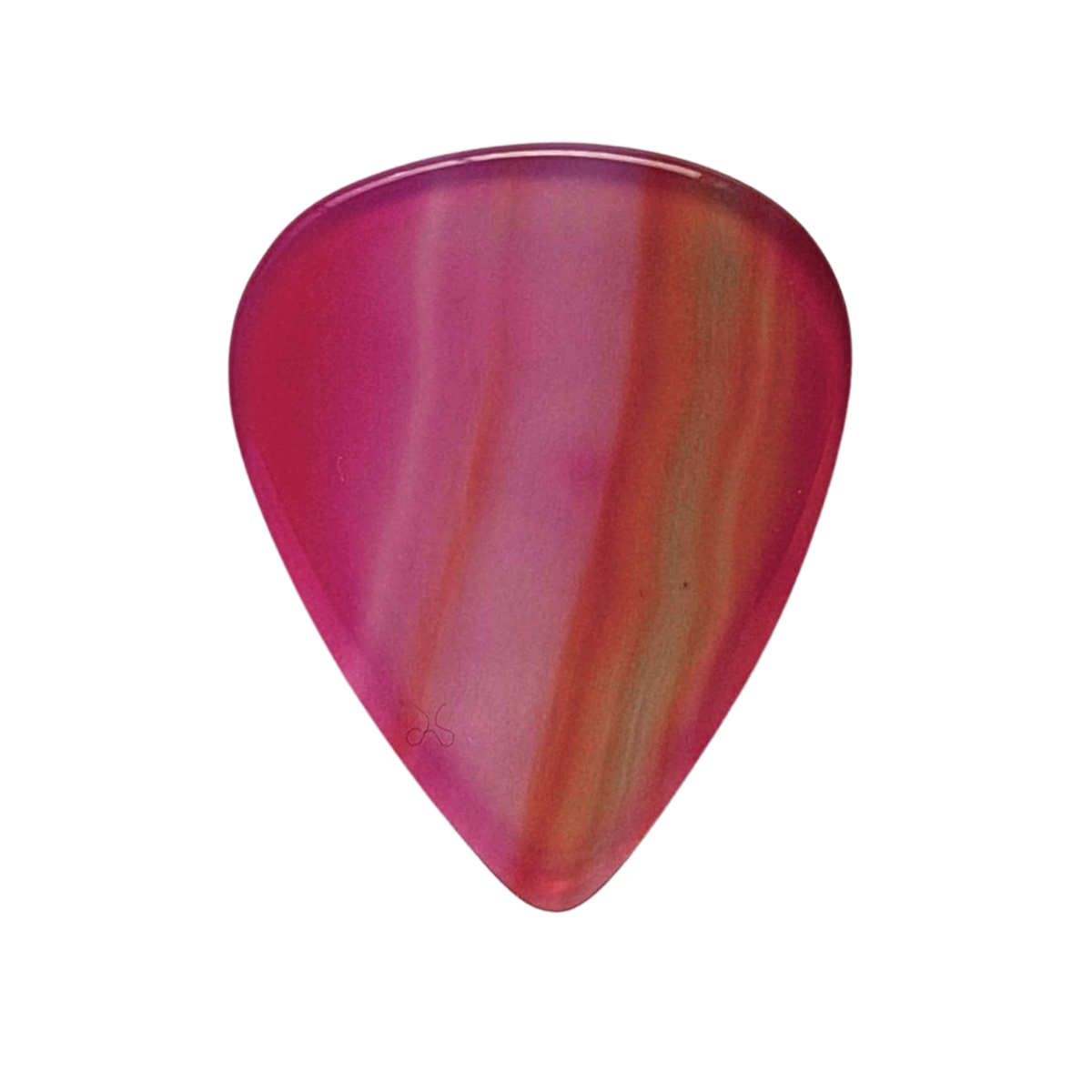 handmade pink striped stone guitar pick
