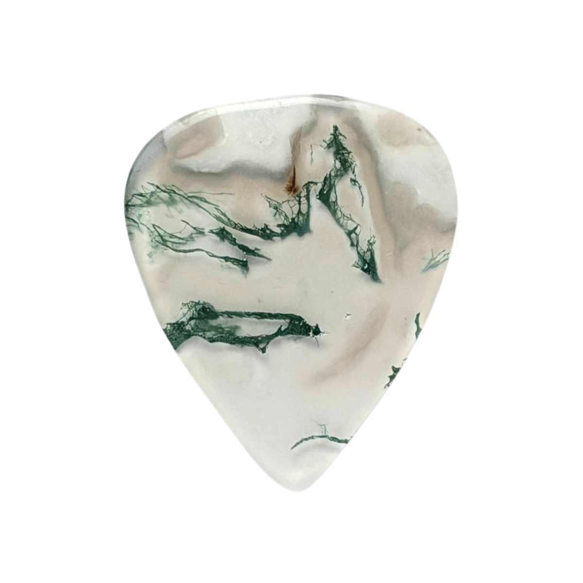 handmade clear and green moss agate stone guitar pick