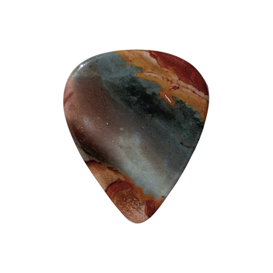 handmade tri color gray and reddish brown stone guitar pick