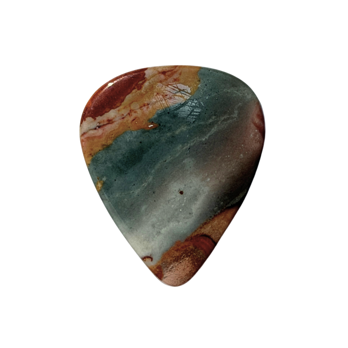 handmade tri color gray and reddish brown stone guitar pick