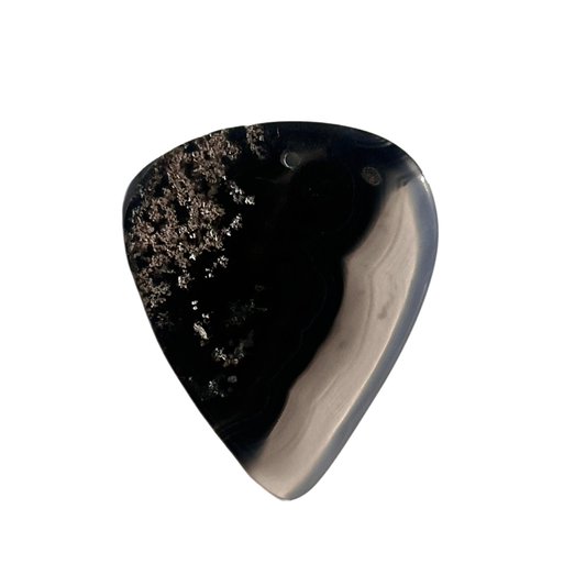 black and clear handmade stone guitar pick necklace