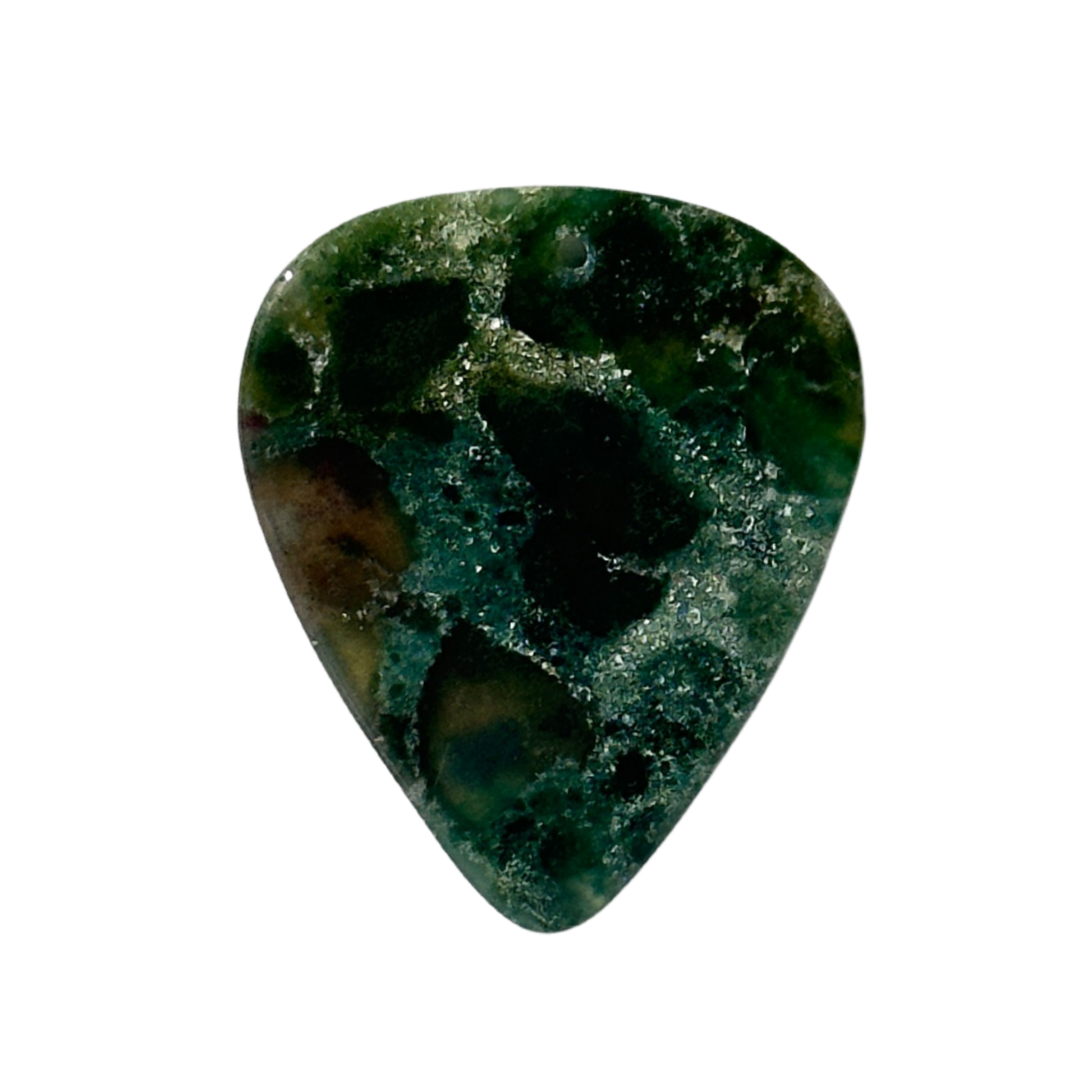 dark green stone guitar pick pendent