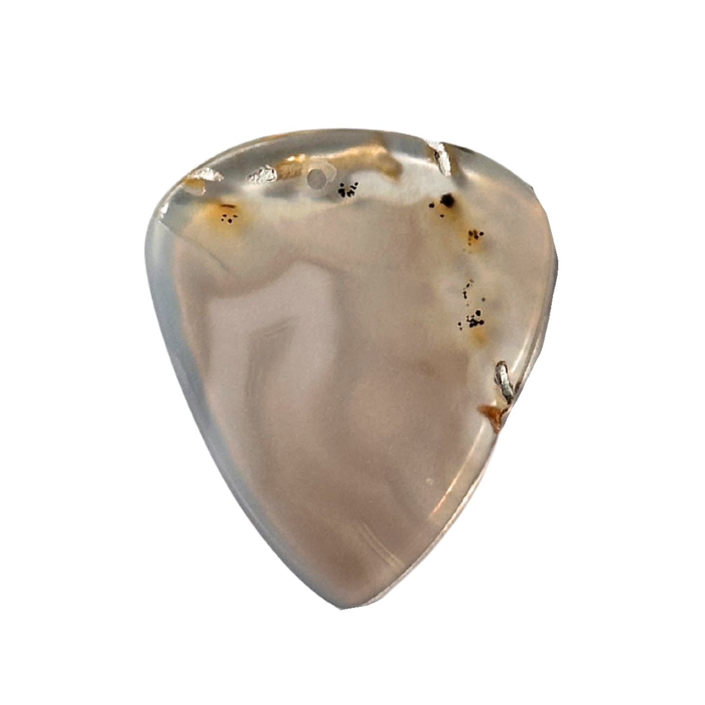clear banded with beige and brown spots stone guitar pick