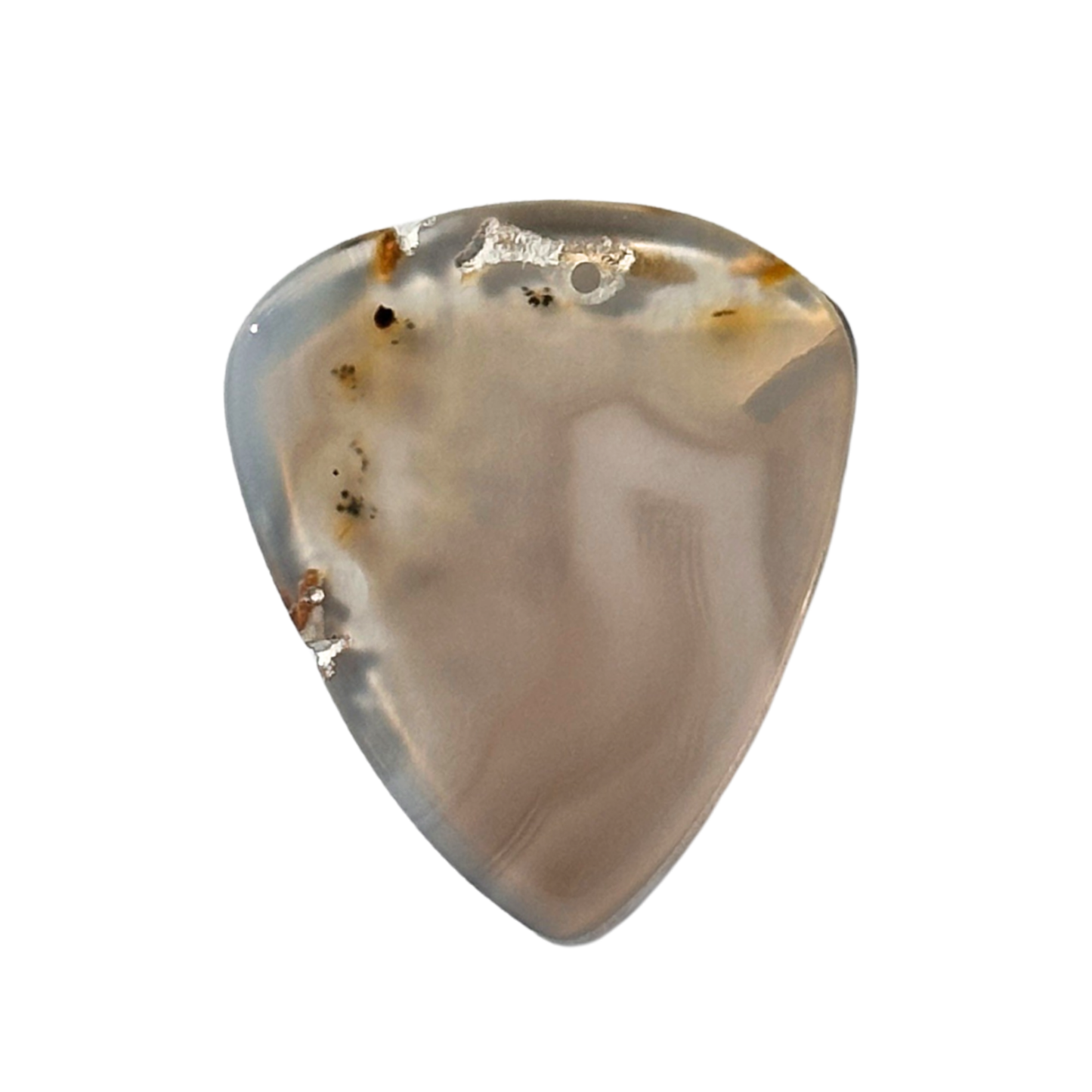 clear banded with beige and brown spots stone guitar pick