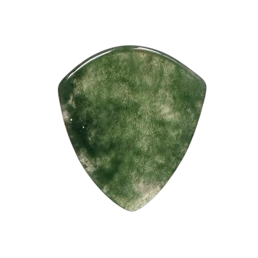 Green and clear handmade stone flow pick
