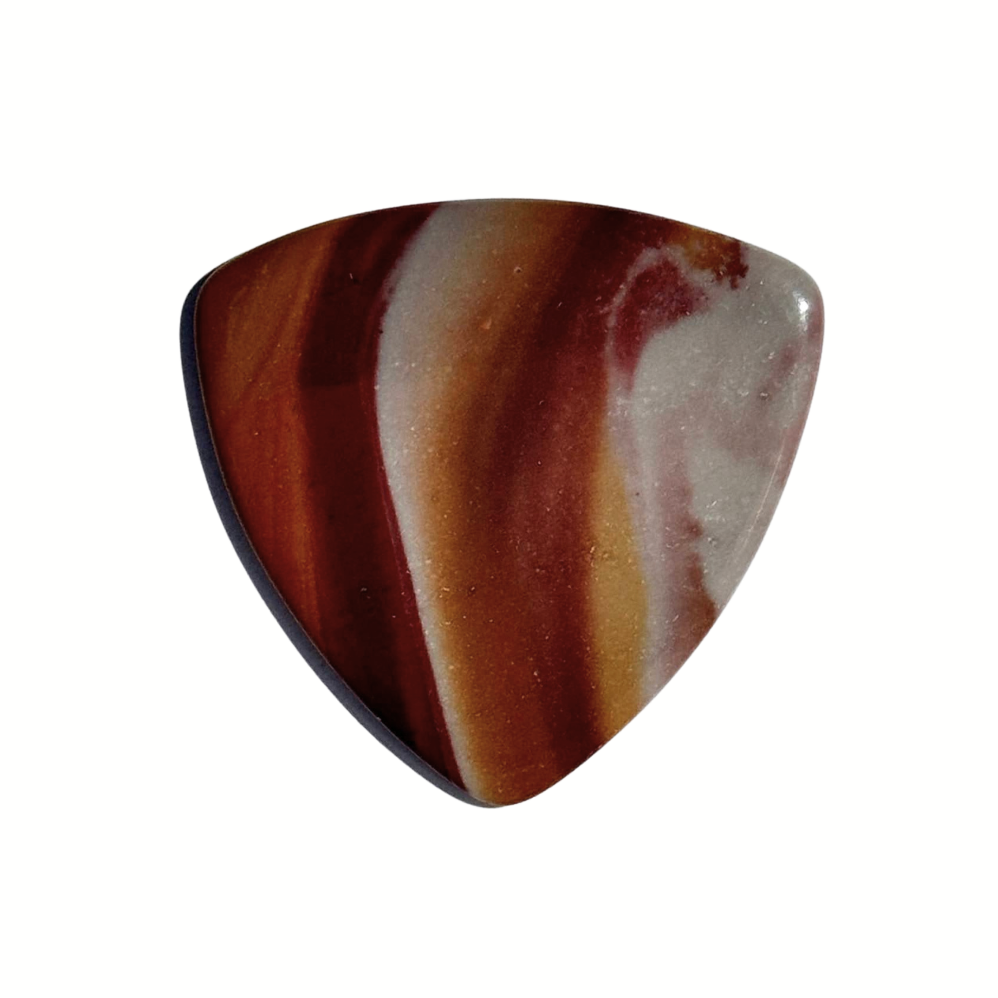 multicolor red, orange, white bass stone guitar pick