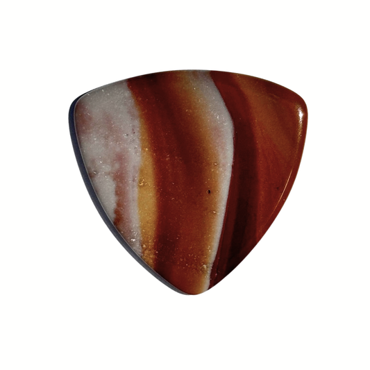 multicolor red, orange, white bass stone guitar pick
