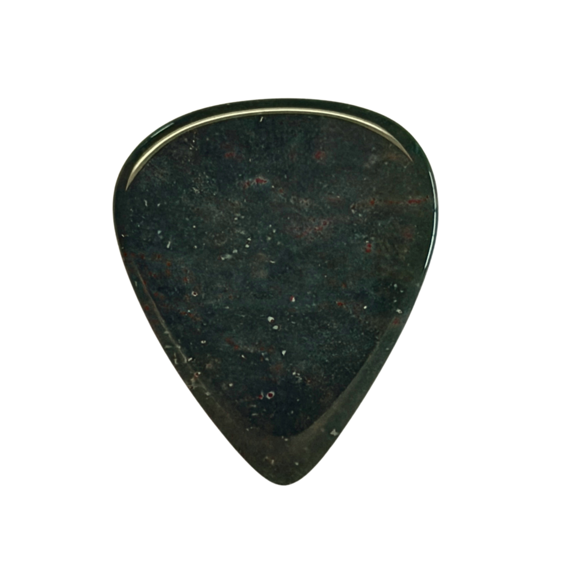 green with white speckles handmade stone guitar pick