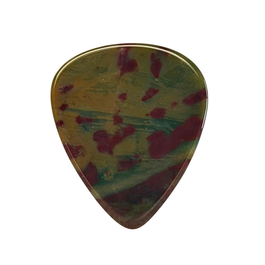 green with red dots handmade stone guitar pick
