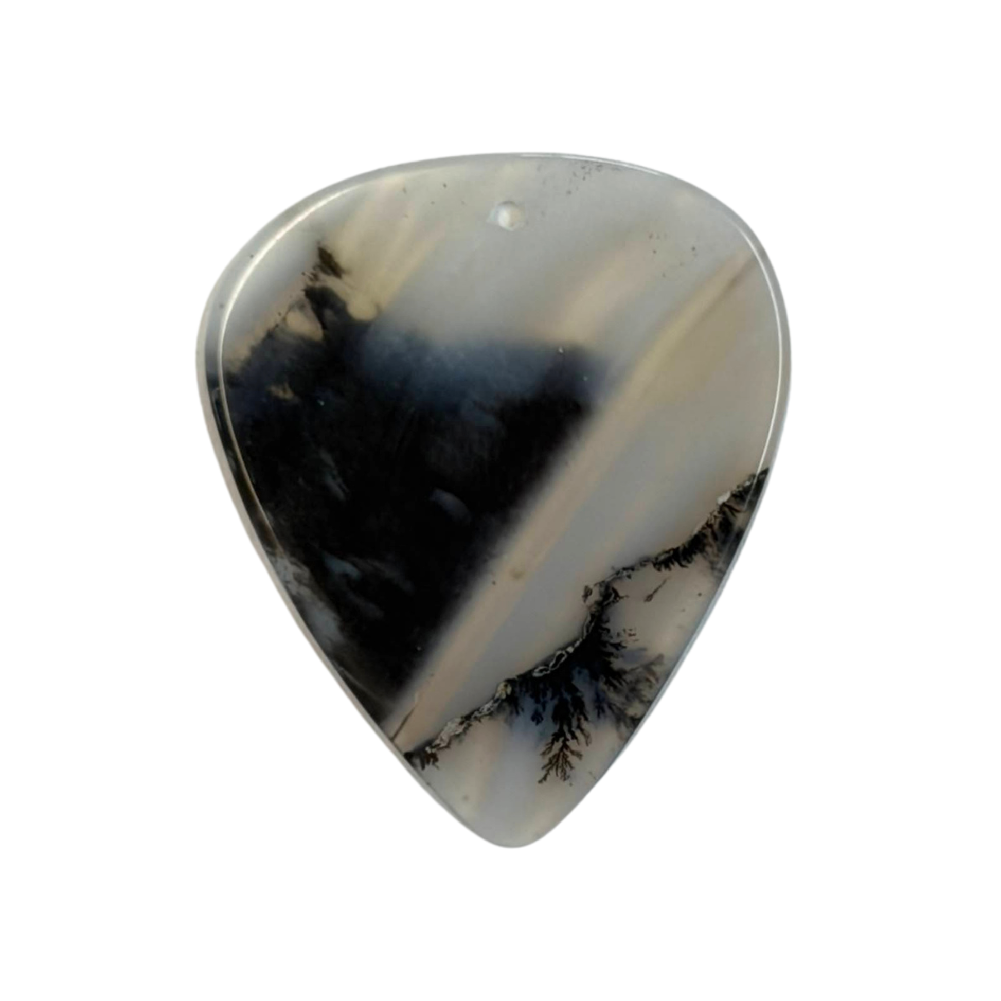 white and black handmade stone guitar pick necklace pendant