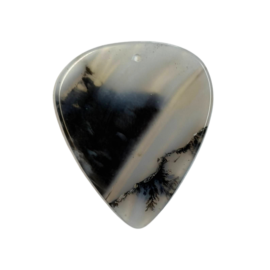 white and black handmade stone guitar pick necklace pendant