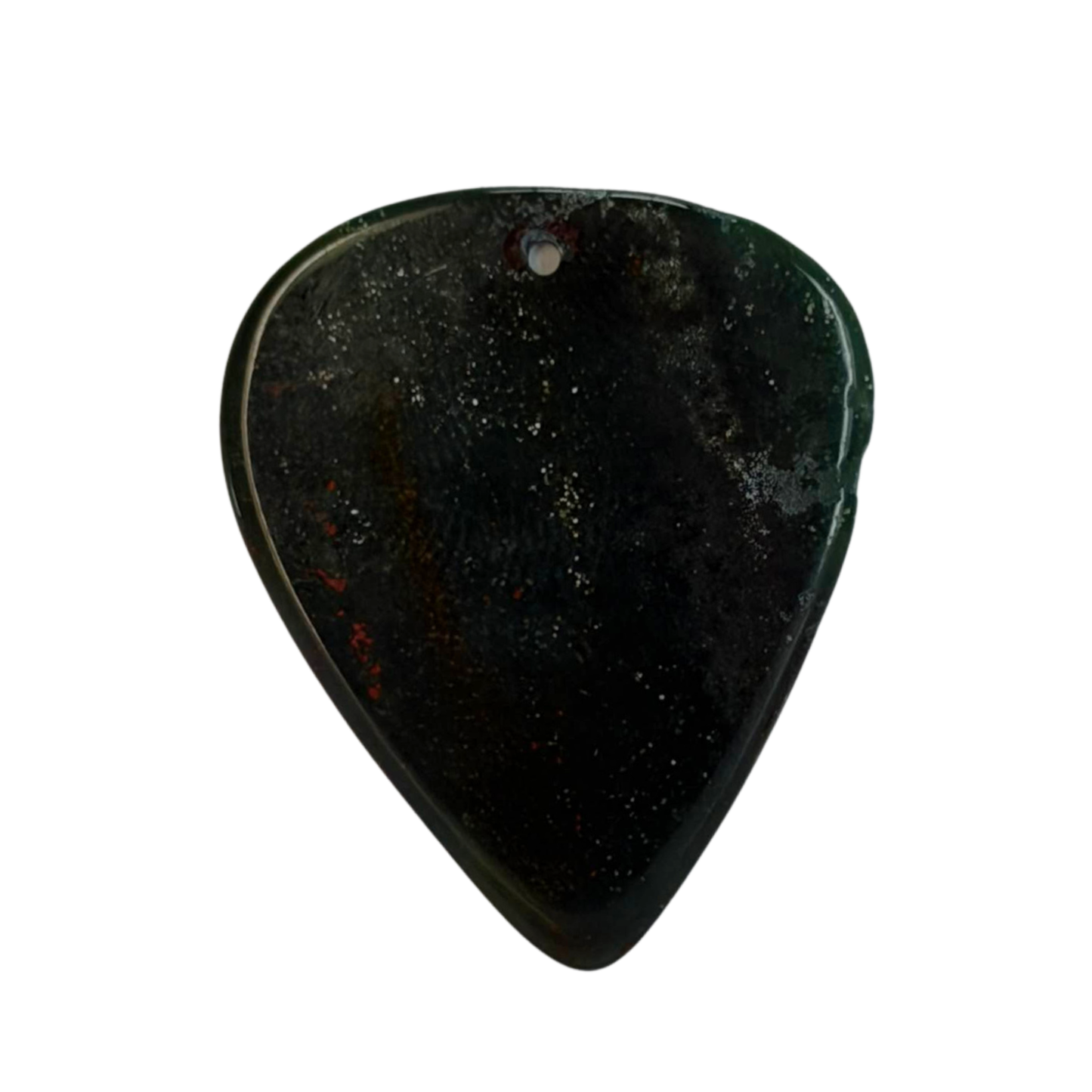 dark green and red Handmade stone guitar pick necklace pendant