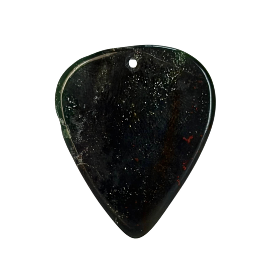 dark green and red Handmade stone guitar pick necklace pendant