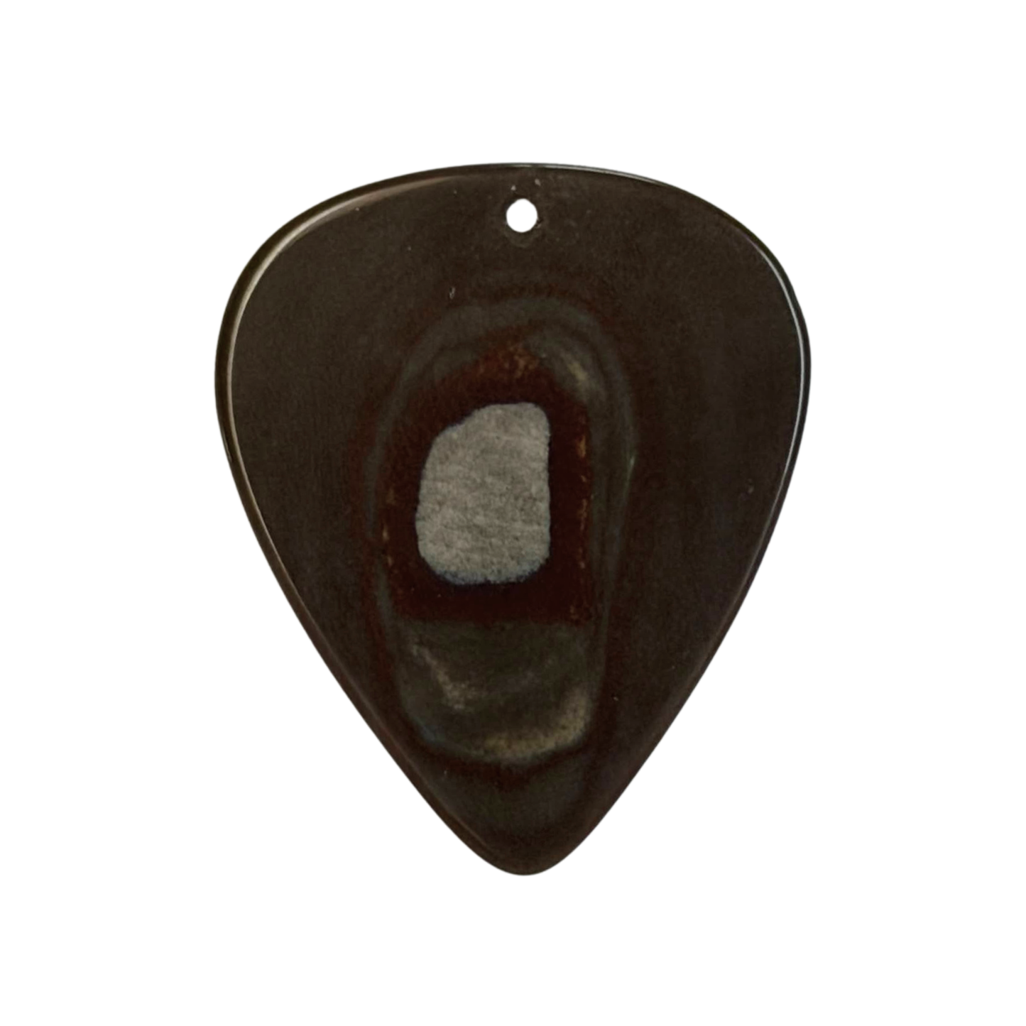 brown with circular detail handmade stone guitar pick necklace pendant