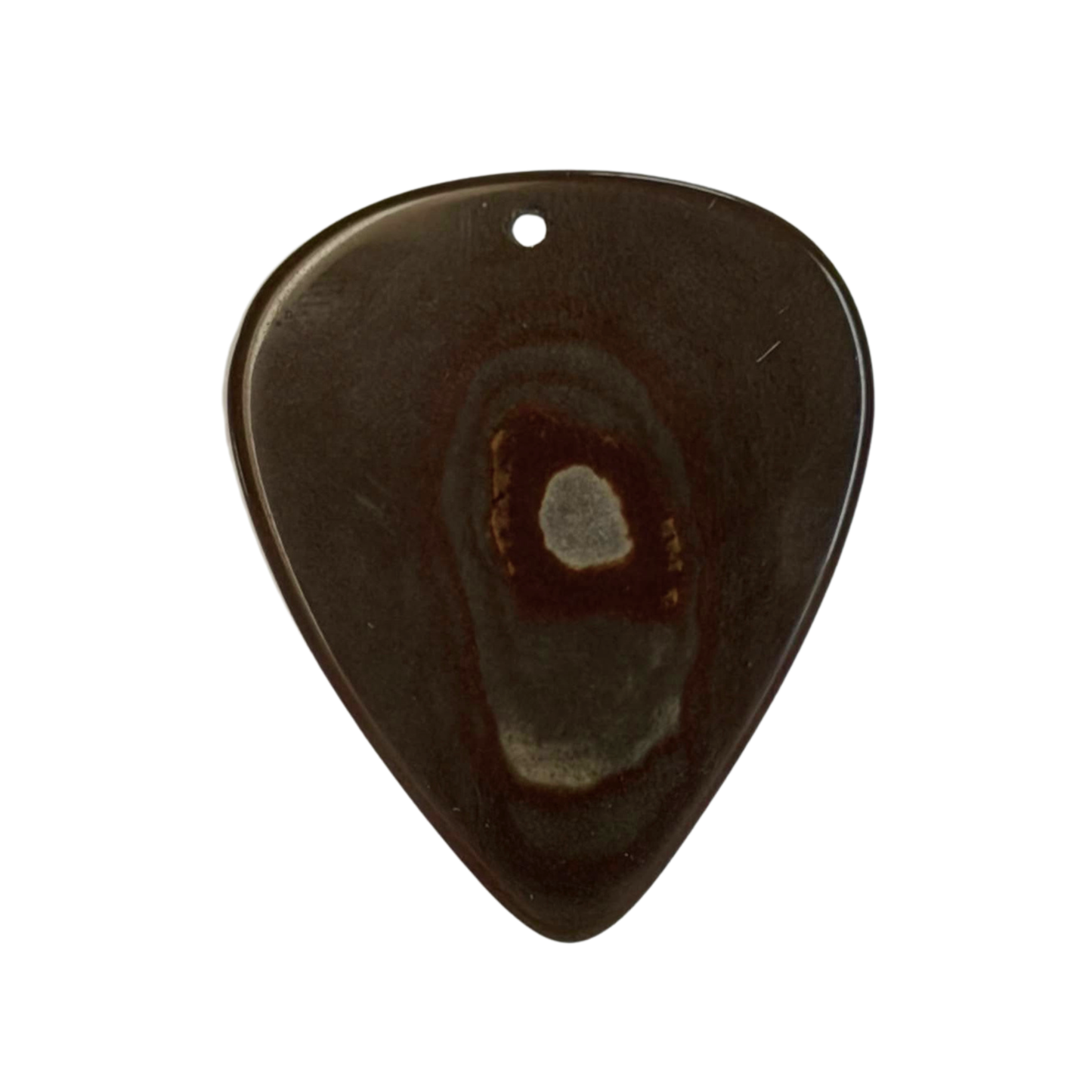 brown with circular detail handmade stone guitar pick necklace pendant