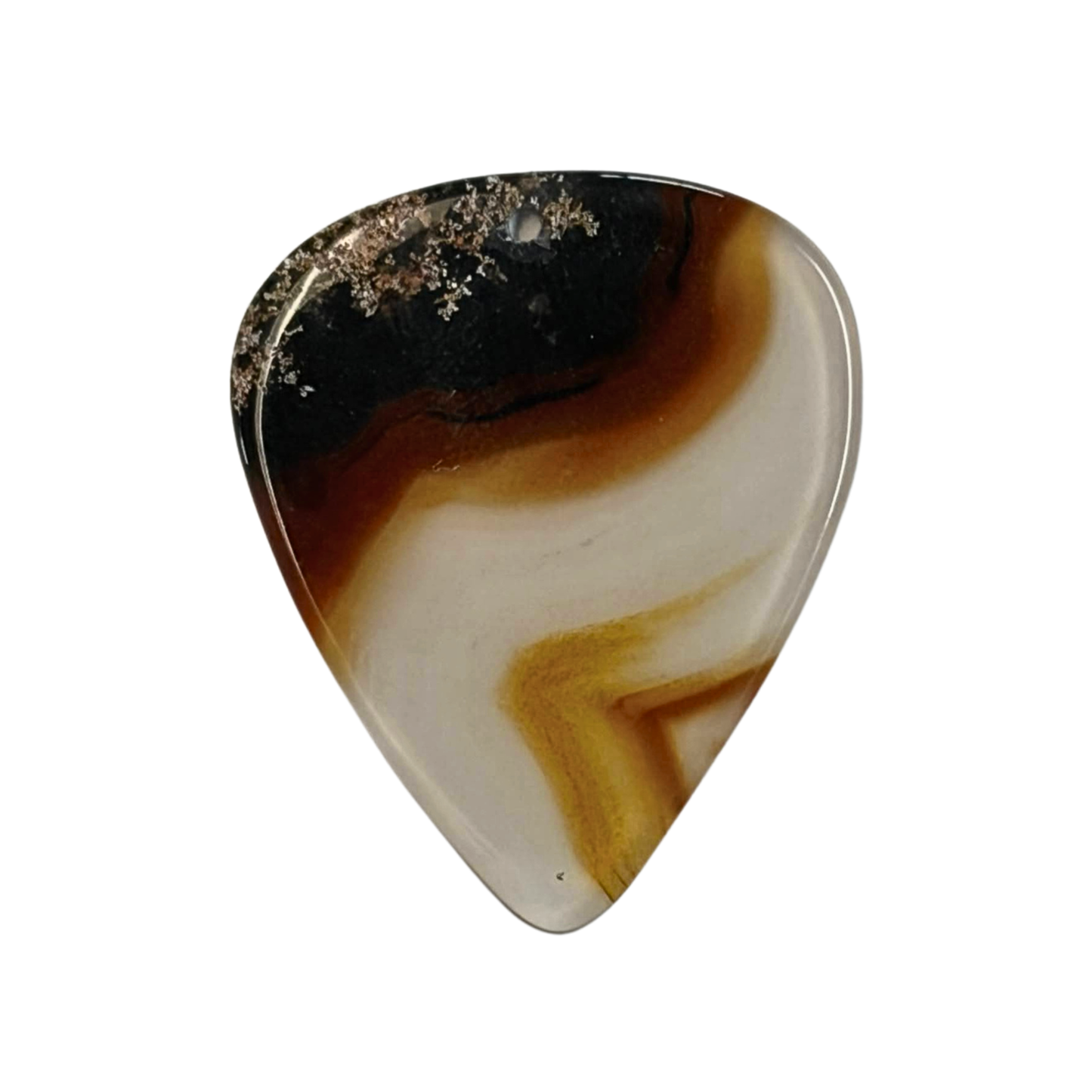 clear and brown with black handmade stone guitar pick necklace pendant