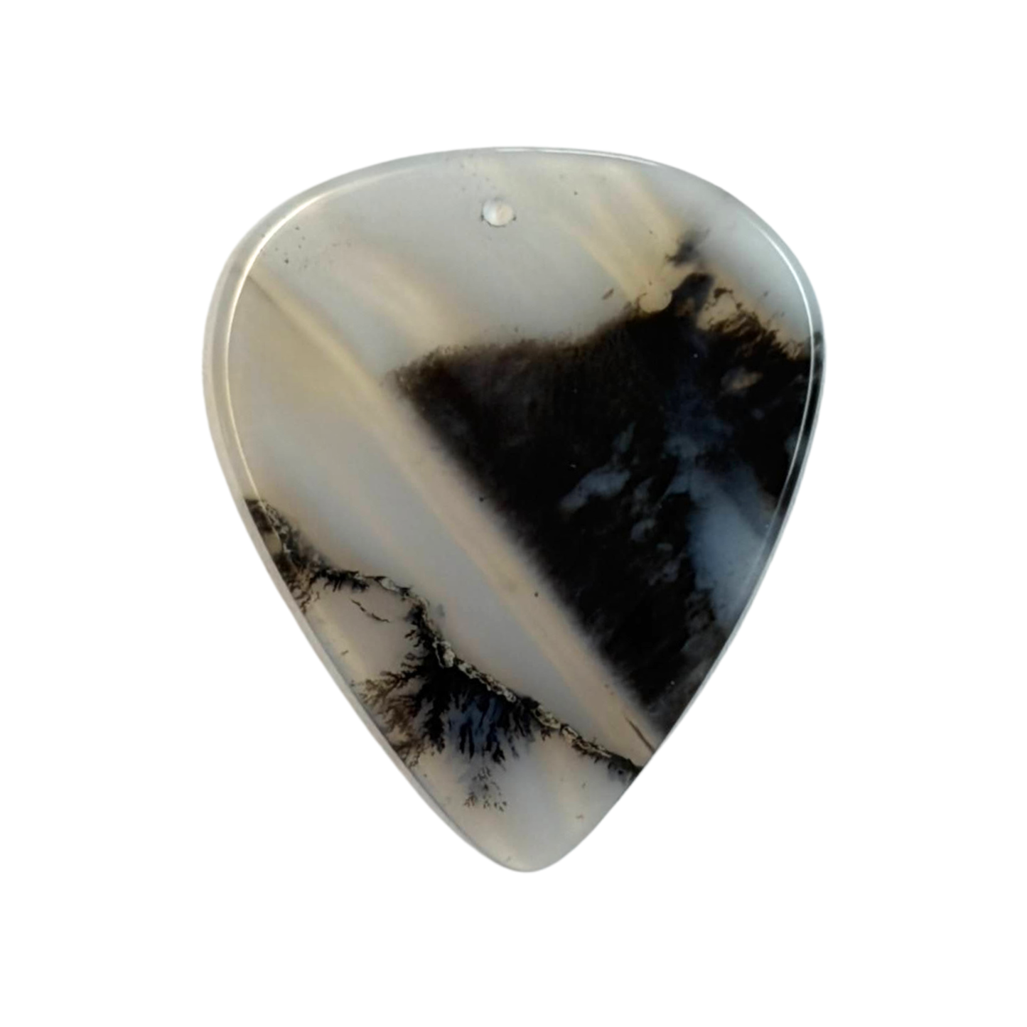 white and black handmade stone guitar pick necklace pendant