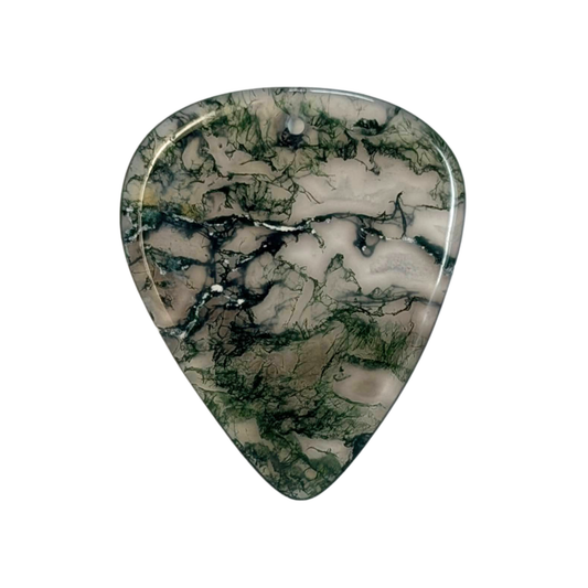 clear and green moss stone guitar pick pendant