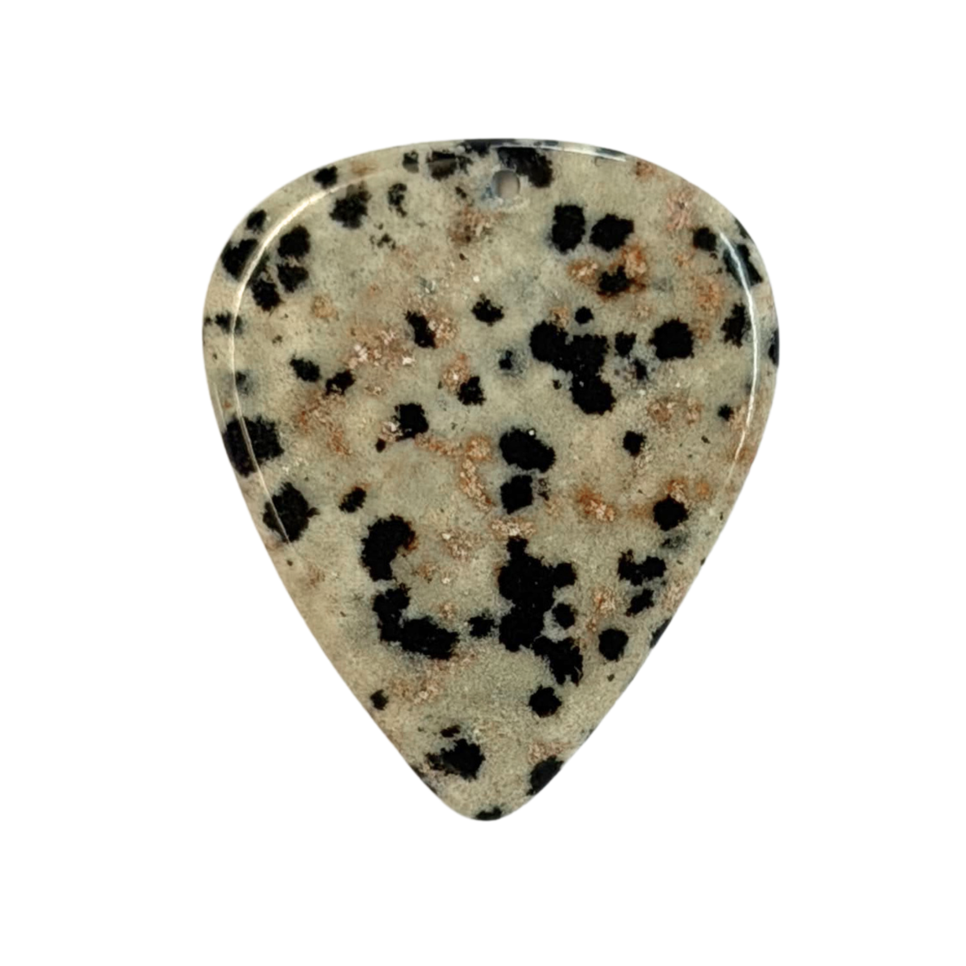 spotted black and beige handmade stone guitar pick necklace pendant
