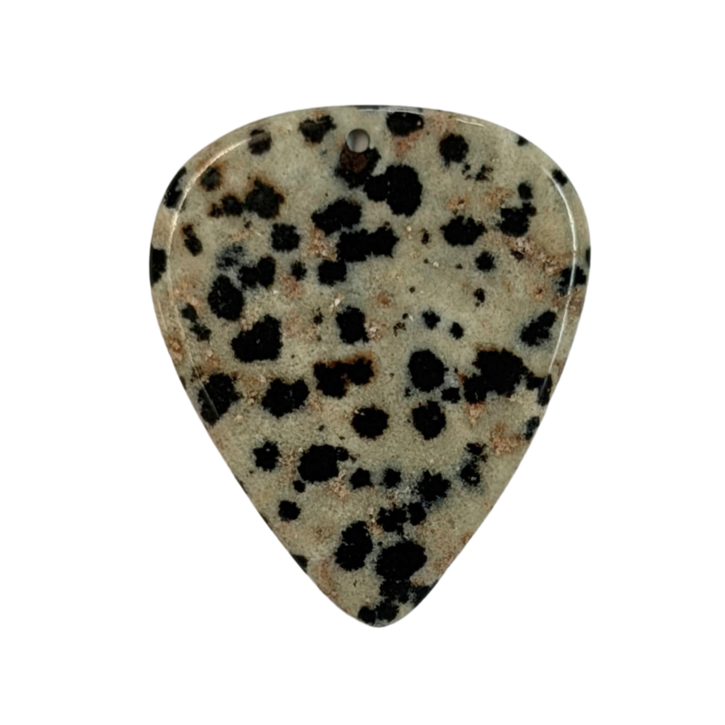 spotted black and beige handmade stone guitar pick necklace pendant