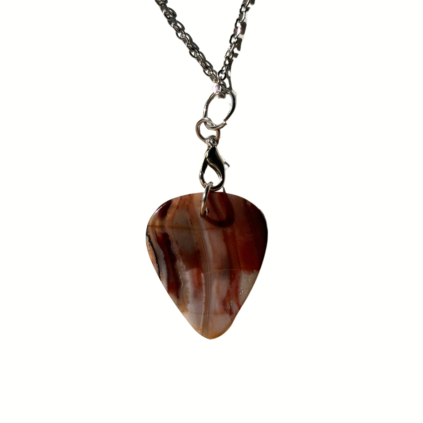 neutral toned stone guitar pick necklace