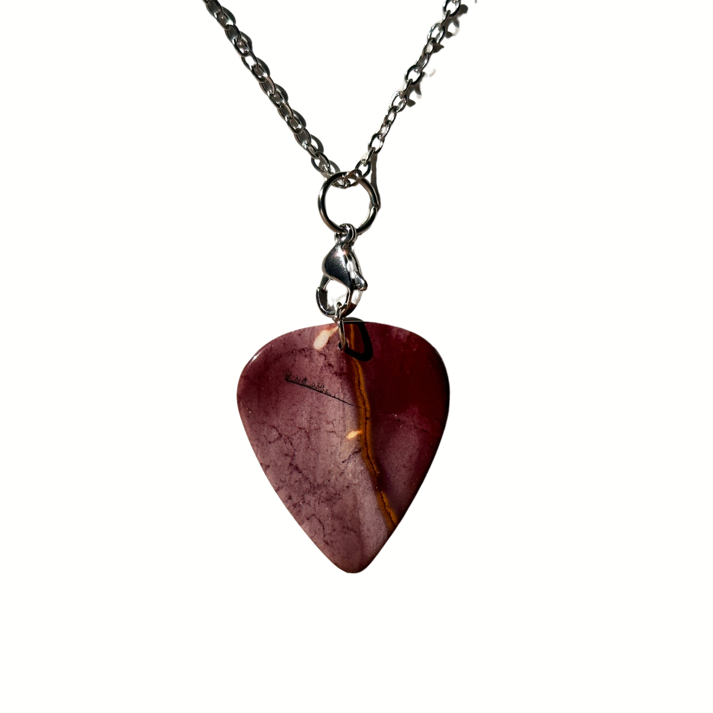 Handmade Jasper Stone guitar pick necklace