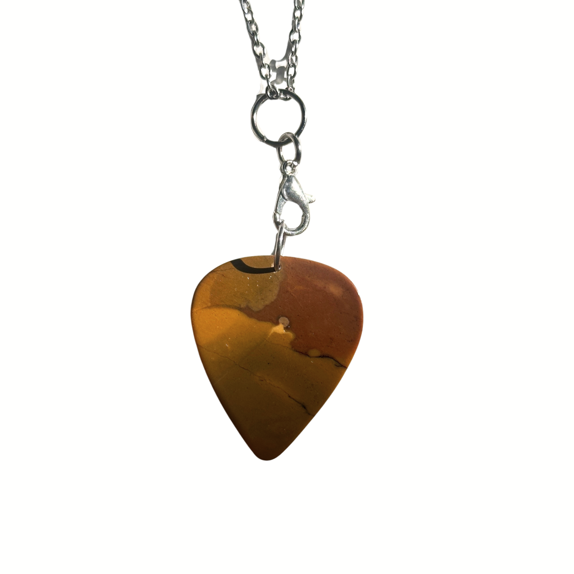 brown toned handmade stone guitar pick necklace
